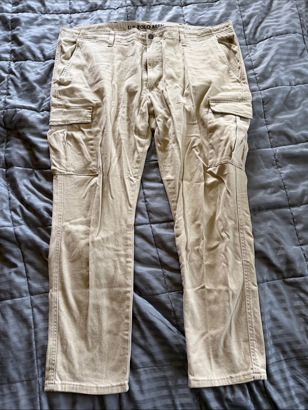 U.S. Polo Assn. Men's Beige Cargo Pants with Utility Pockets